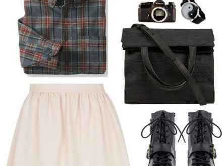 格子短裙搭上衣 教你穿出花样时髦感